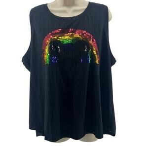 Disney Parks Rainbow Collection Pride Black Shirt Tank Sequin Size 3X